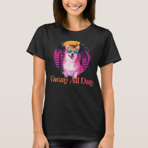 Retro Corgi Dog Tropical Summer Vacay Alles T-shirt