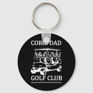 Retro Corgi Vader Golfclub Schattige Hond Swingend Sleutelhanger
