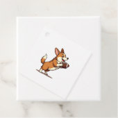 Retro Corgi Voetbalhond Illustratie Retro Sport Bedankjes Labels (In situ)