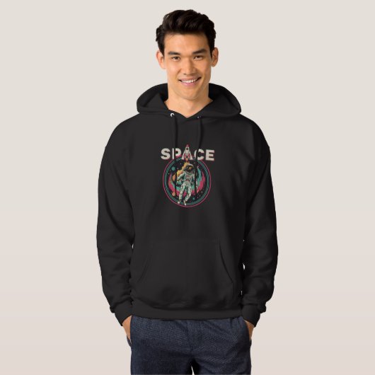 Retro Cosmic Astronaut Space Art Hoodie (Voorkant volledig)