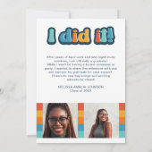 Retro couleur super 3 photo faire-part de graduati (Dos)