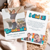 Retro couleur super 3 photo faire-part de graduati