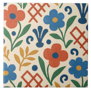 Retro Country Floral Trellis Patroon Tegeltje