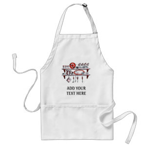 Retro Country Kitchen Shelf in Black White en Red Standaard Schort