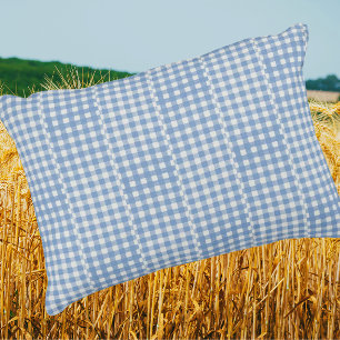 Retro Country Vintage Blauw Wit Gingham Ruitjes  Accent Kussen
