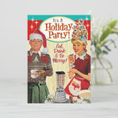 Retro Couple Funny Noël Fête Invitation (Debout devant)