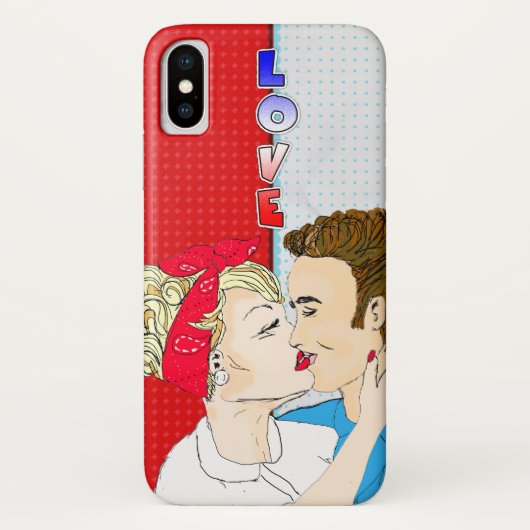 Retro Couple Kissing Nostalgische  Love Case-Mate iPhone Case (Achterkant)