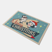 Retro Couple Merry Kerstmis  feestdag Deurmat (Schuin)