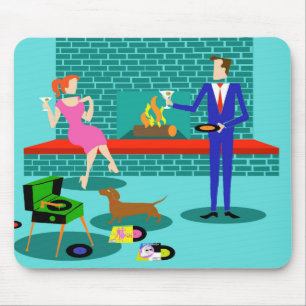 Retro Couple met Dog Mousepad Muismat