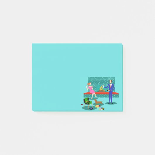 Retro Couple met Dog Post-It Notes (Voorkant)