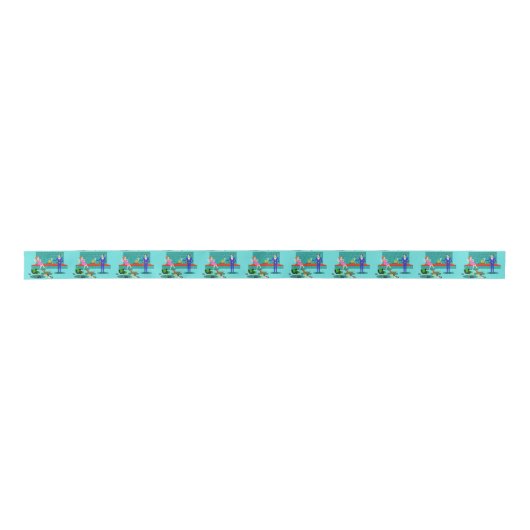 Retro Couple met Dog Satin Ribbon Lint (Voorkant)