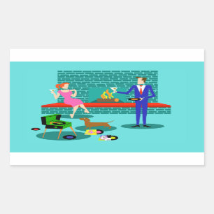 Retro Couple met Dog Stickers