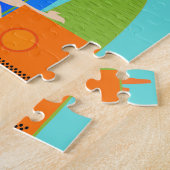 Retro Couple met kat Puzzle Legpuzzel (Zijkant)