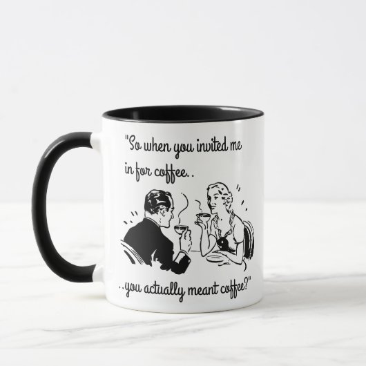 Retro Couple on Date Funny Coffee Humor Mok (Links)