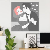 Retro Couple Poster (Thuiskantoor)