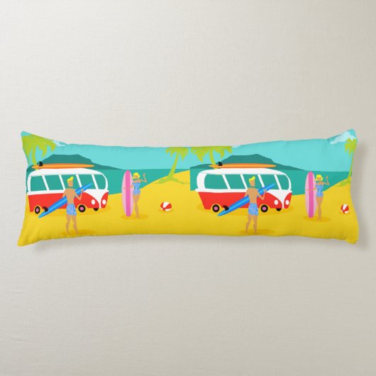 Rétro coussin de corps de couples de surfer (Devant)