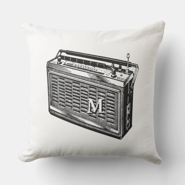 Rétro coussin d'extérieur de monogramme de radio (Recto)