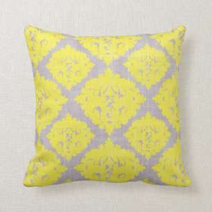 Rétro coussin jaune et gris à la mode de motif de