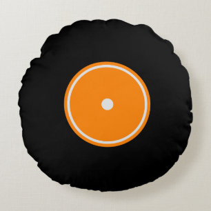 Rétro coussin rond orange du disque vinyle   de L