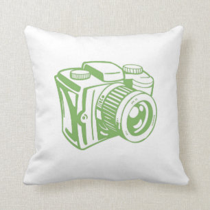 Rétro coussin vert d'appareil-photo