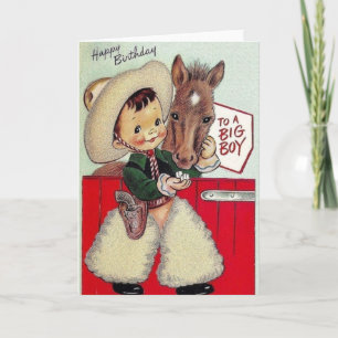 Retro Cowboy Birthday Card voor een grote jongen Kaart