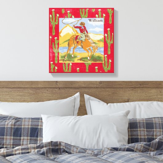 Retro Cowboy Canvas Afdruk (Insitu (Slaapkamer))