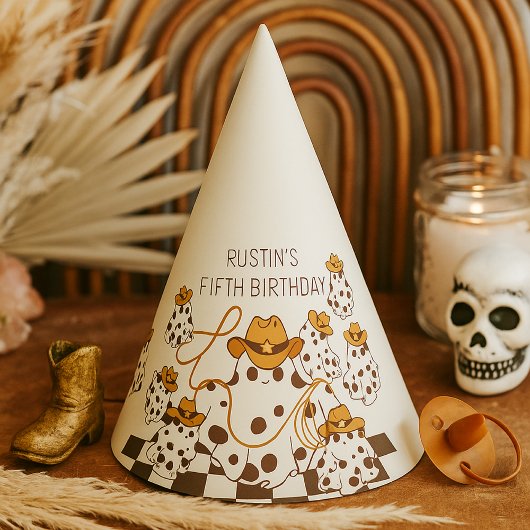 Retro Cowboy Halloween geruit patroon Verjaardag Feesthoedjes