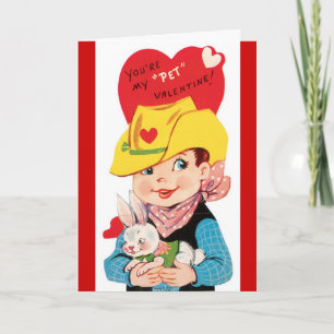 Retro Cowboy met Pet Valentijnsdag Kaart