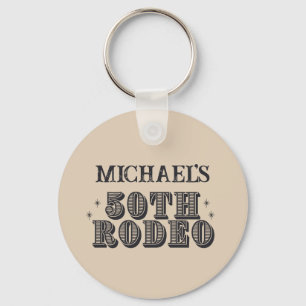 Retro Cowboy Rodeo 50ste Verjaardagsfeest Sleutelhanger