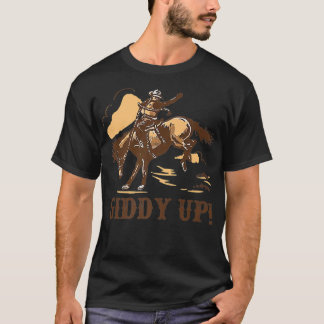 Retro Cowboy Rodeo Giddy houdt je paard vast T-shirt
