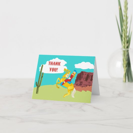 Retro Cowgirl in Western Landschap Bedankkaart (Voorkant)