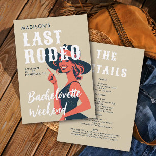 Retro Cowgirl Laatste Rodeo Glam Linnen Bacheloret Kaart