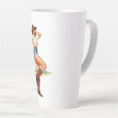 Retro Cowgirl Pin-up Art Latte Mok (Rechterhoek)
