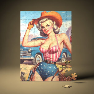 Retro Cowgirl Pin Up Legpuzzel