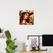 Retro Cowgirl Poster (Thuiskantoor)