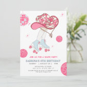 Retro Cowgirl rollerpatinage invitation anniversai (Debout devant)