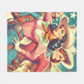 Retro Cowgirls Pin-ups Fleece Deken (Voorkant (Horizontaal))