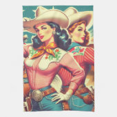 Retro Cowgirls Pin-ups Theedoek (Verticaal)