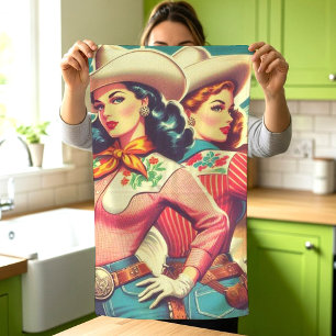 Retro Cowgirls Pin-ups Theedoek