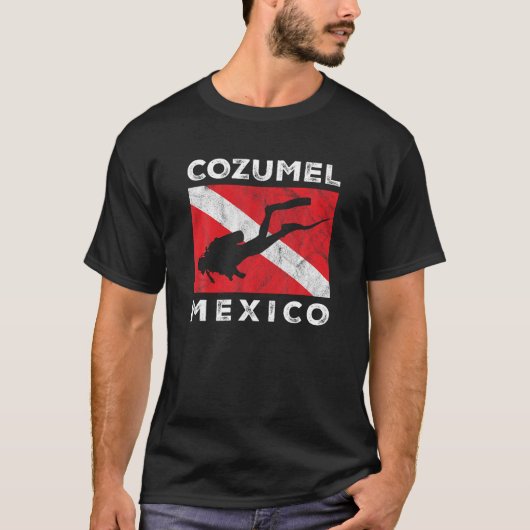 Retro Cozumel Mexico Duik  Duikvlag T-shirt (Voorkant)
