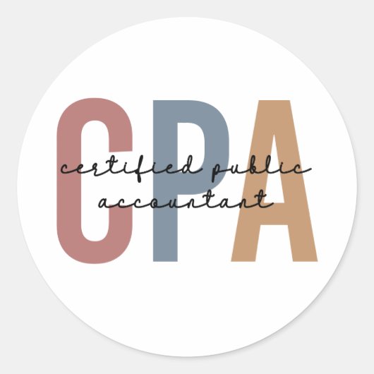 Retro CPA Certified Public Accountant Ronde Sticker (Voorkant)