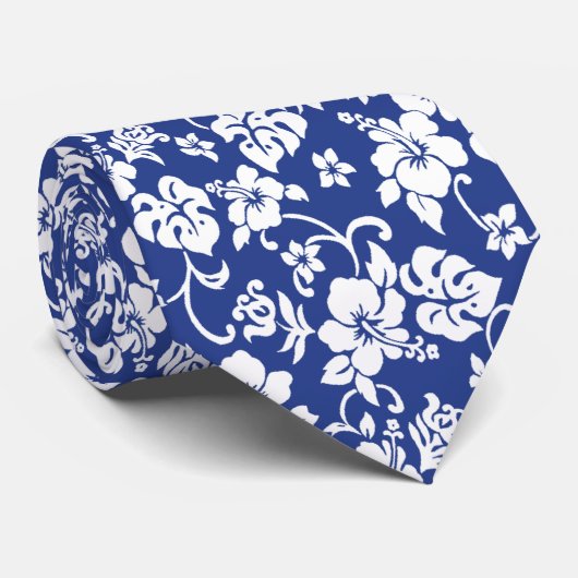Rétro cravate hawaïenne bleue d'impression (Roulé)