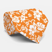 Rétro cravate hawaïenne orange d'impression (Roulé)
