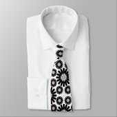 rétro cravate noire et blanche de motif de fleur (Attaché)