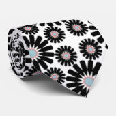 rétro cravate noire et blanche de motif de fleur (Roulé)