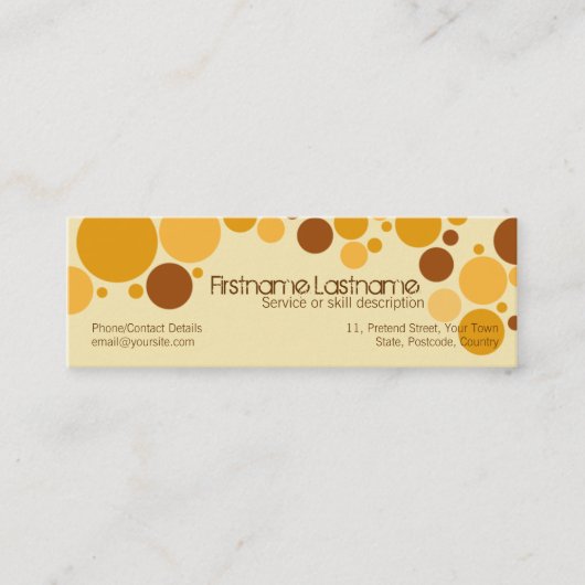 Retro Cream Bubbles MiniBusiness-Kaart Mini Visitekaartje (Voorkant)
