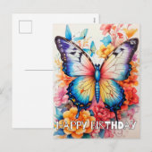 Retro Creative Butterfly & Flower Collage Feestdagenkaart (Voorkant / Achterkant)