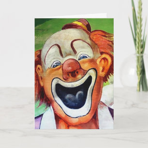 Retro Creepy Clown Verjaardag Kaart