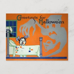 Retro Creepy Halloween Ghost Briefkaart