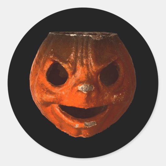 Retro Creepy Halloween  pompoen gezicht Ronde Sticker (Voorkant)